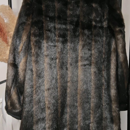 Zara synthetic fur coat jacket black and brown like new