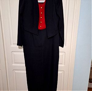 Vintage !!Φόρεμα μάξι,  κρεπ ύφασμα  Νο 50 ( M) μαζί με κοντό σακάκι μαύρο.
