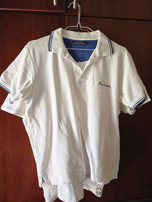 Pierre Cardin short-sleeve shirts used, size M, white and blue
