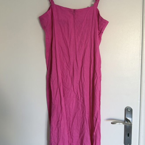 Linen midi dress Helmi new, pink, size L
