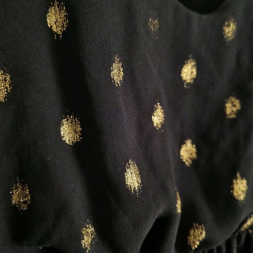 Black dress with gold polka dots and lace like new, size M