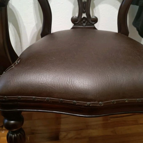 Wooden chairs with leather like new, set of 2