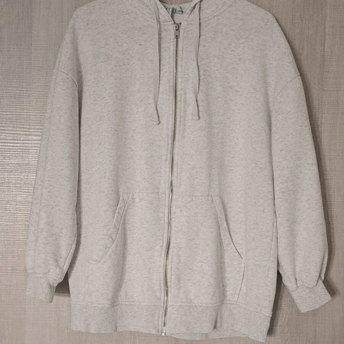 & Other Stories Hooded Cardigan used, cotton, white and grey, size S