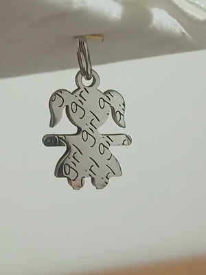 Silver girl pendant, double