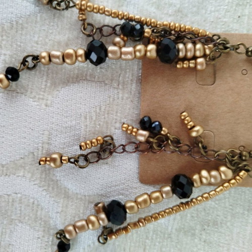 Handmade earrings new, black and gold