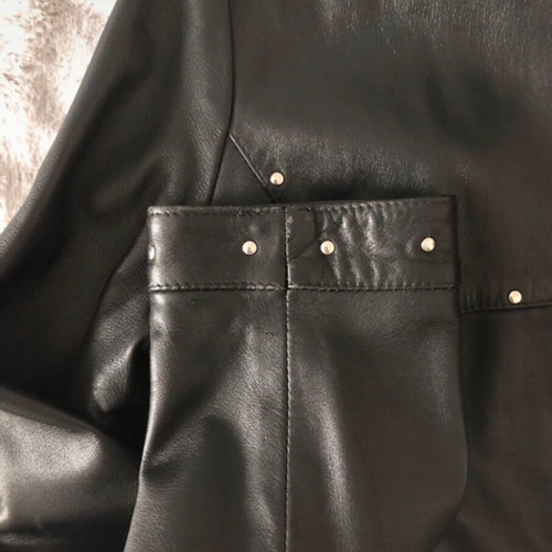 Roberta Ferrini black leather short jacket with studs like new, size 44