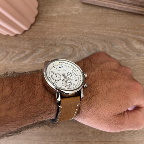 Oozoo watch used with brown strap