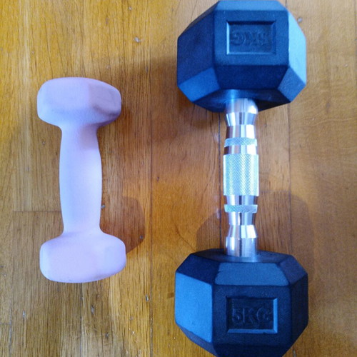 Dumbbells like new, set of 5 kg and 2 kg weights