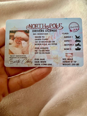 Plastic card Santa Claus license like new