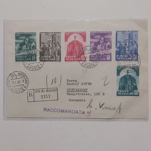 Φάκελος Πρώτης Ημέρας Βατικανό 1960 FDC Παγκόσμιο Έτος Προσφύγων συστημένος