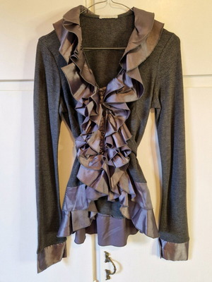 Special gray cotton shirt with satin details, like new, size S