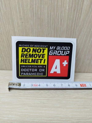Blood Group A+ Helmet Sticker new