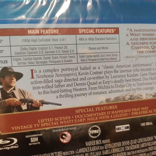 Wyatt Earp Blu-Ray new, action adventure crime