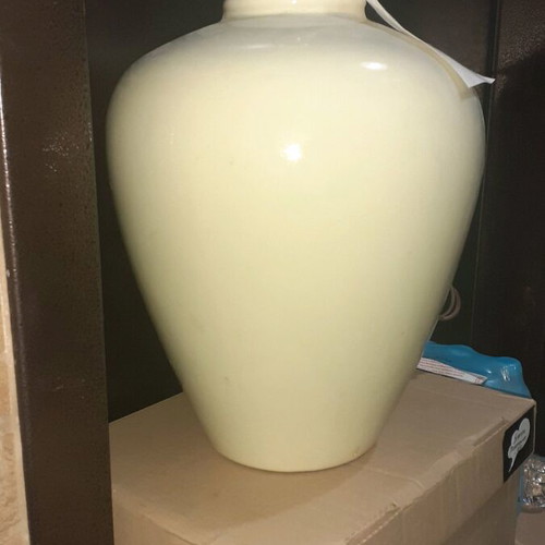 Pair of large porcelain lamps white-beige new vintage 1970