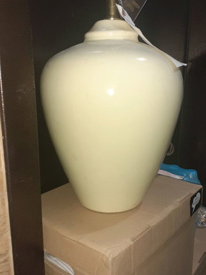 Pair of large porcelain lamps white-beige new vintage 1970