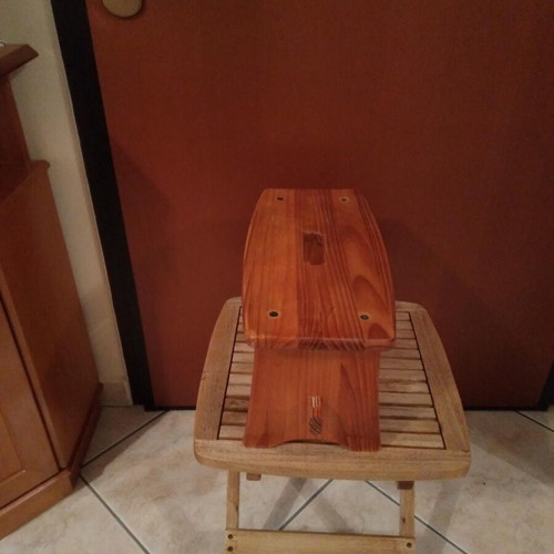 Wooden kitchen stool used, brown Ordex