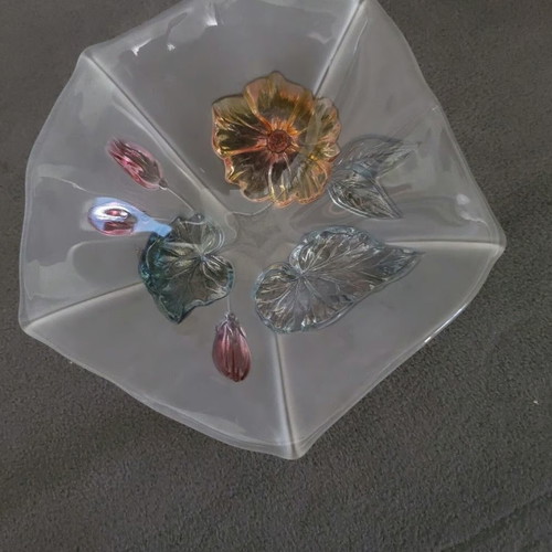 Vintage Mikasa Crystal floral centerpiece bowl
