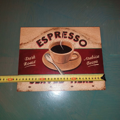 Wooden sign used Espresso Served Here 22cm x 28cm