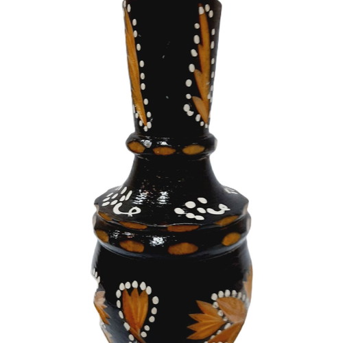 Old carved wooden bottle, hand-painted, decorative, 26×8×8 cm