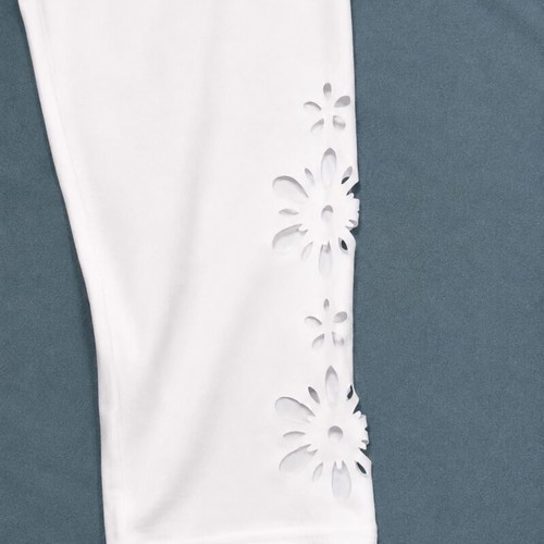 Girls' blouse and capri leggings set new, blue and white with lace and daisies