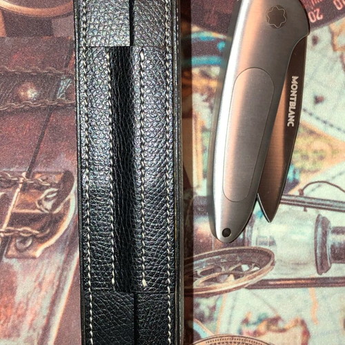 Mont Blanc Top Lock folding knife like new with leather carrying case