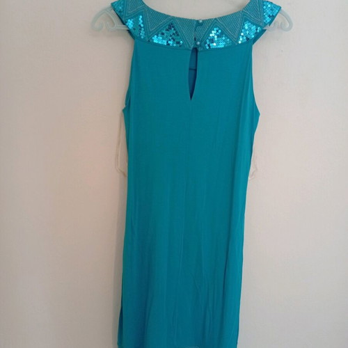 Summer dress women's like new, turquoise with sequins