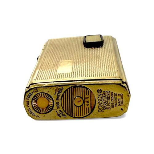 Ronson VARAFLAME electronic gas lighter gold plated like new