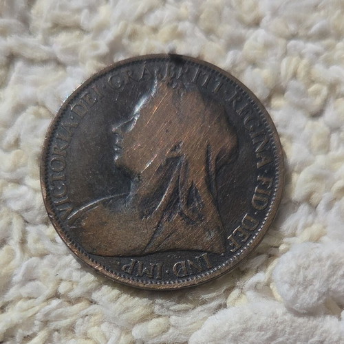 One Penny 1896 British coin Queen Victoria