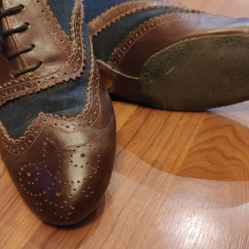Tango and Latin dance shoes used, size 40, blue and brown