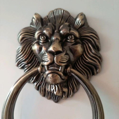 Vintage metal door knocker with lion head new
