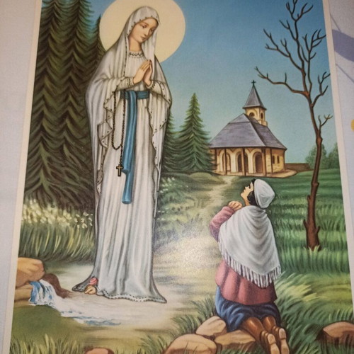 Our Lady of the Poor paper print new, Banneux depiction 1950-70