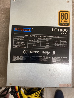 LC-Power 1800W 80plus Gold power supply new without packaging
