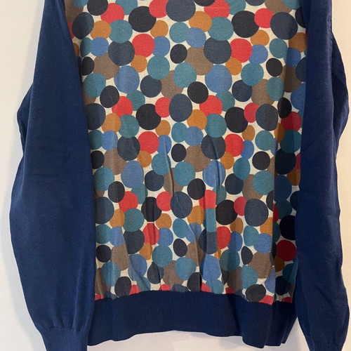 State of Art men's V-neck sweater with colorful jacquard pattern
