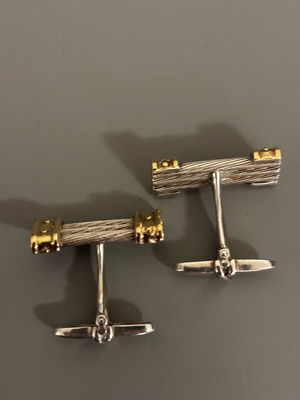 Cufflinks made of metal with two-tone finish like new