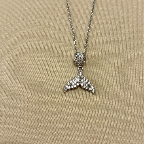Mermaid tail necklace, stainless steel, silver