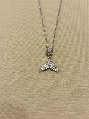 Mermaid tail necklace, stainless steel, silver