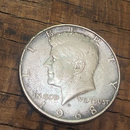 Half Dollar coins used, set of 6 with Kennedy, silver from 1964 and 1968