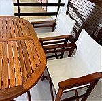  Σετ τραπέζι και 4 καρέκλες από ξύλο μασίφ σε άριστη κατάσταση