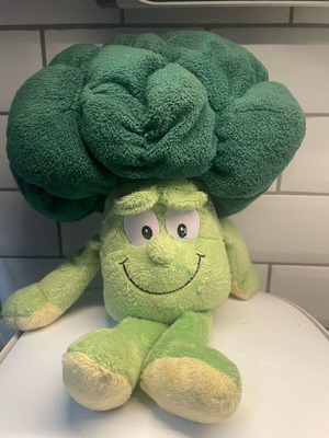 Plush broccoli used with minor scratches on the eye
