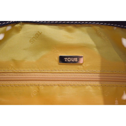 Tous black leather shoulder bag with embossed bears and pockets