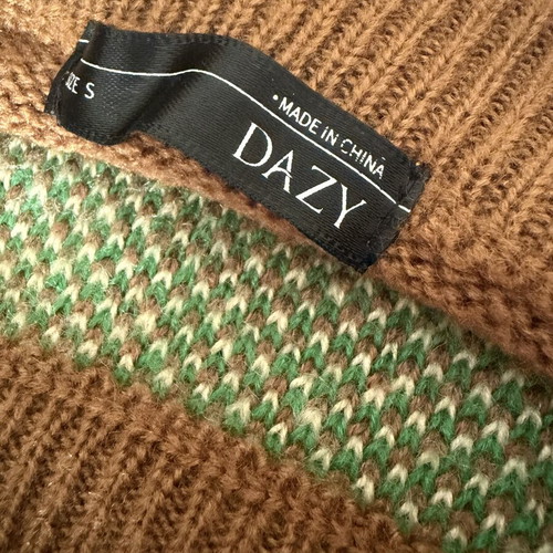 Shein Dazy S Sweater like new, 80s Y2K grandpa style, brown and green
