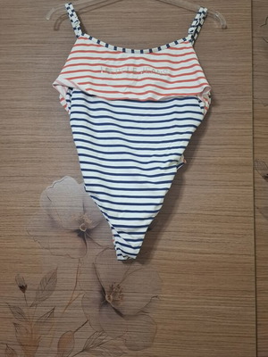Pepe Jeans girls' one-piece swimsuit like new, colorful stripes