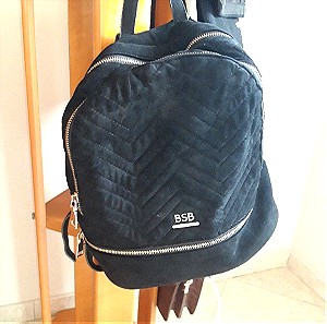 bsb τσάντα πλάτης μαύρη βελουδινη zara