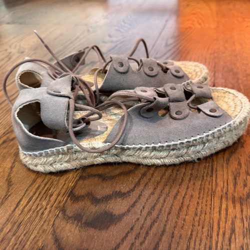 Soludos flat espadrilles used, gray and beige, size 38.5