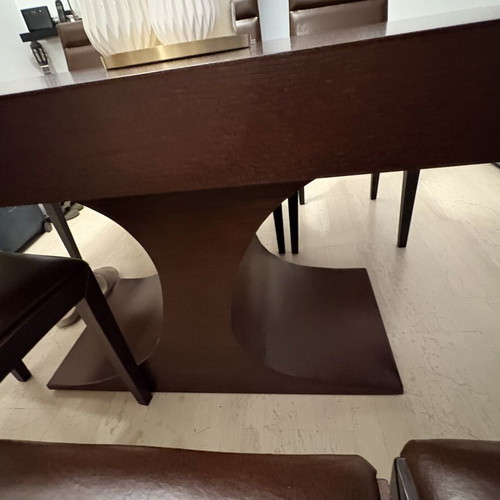 Wooden dining table with 6 chairs