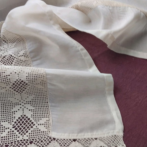 Handmade embroidery new, beige, 125x45 cm
