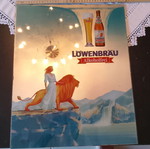 Antique Lowenbrau beer glass advertising 1980-85 like new