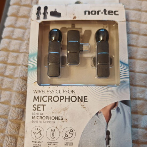 Nor-Tec Wireless Clip-On Microphone Set with USB-C Receiver