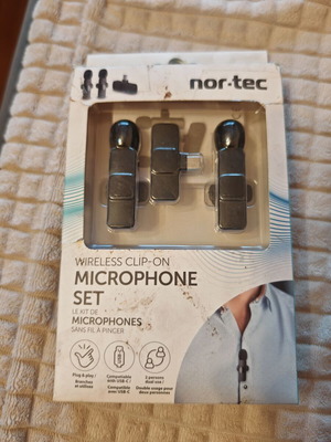 Nor-Tec Wireless Clip-On Microphone Set with USB-C Receiver