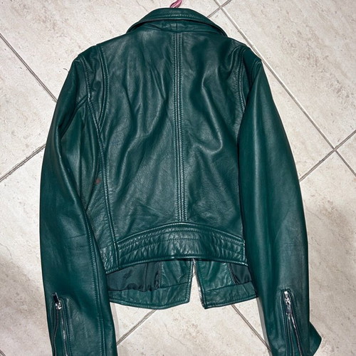 Stradivarius leather jacket green like new, size XL